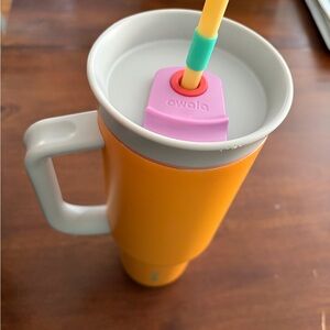 Owala Orange and White Tumbler with Straw